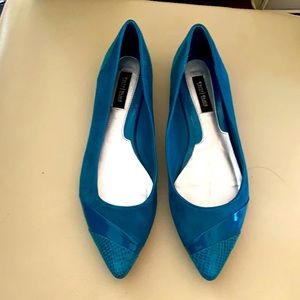 WHBM teal suede flats size 8